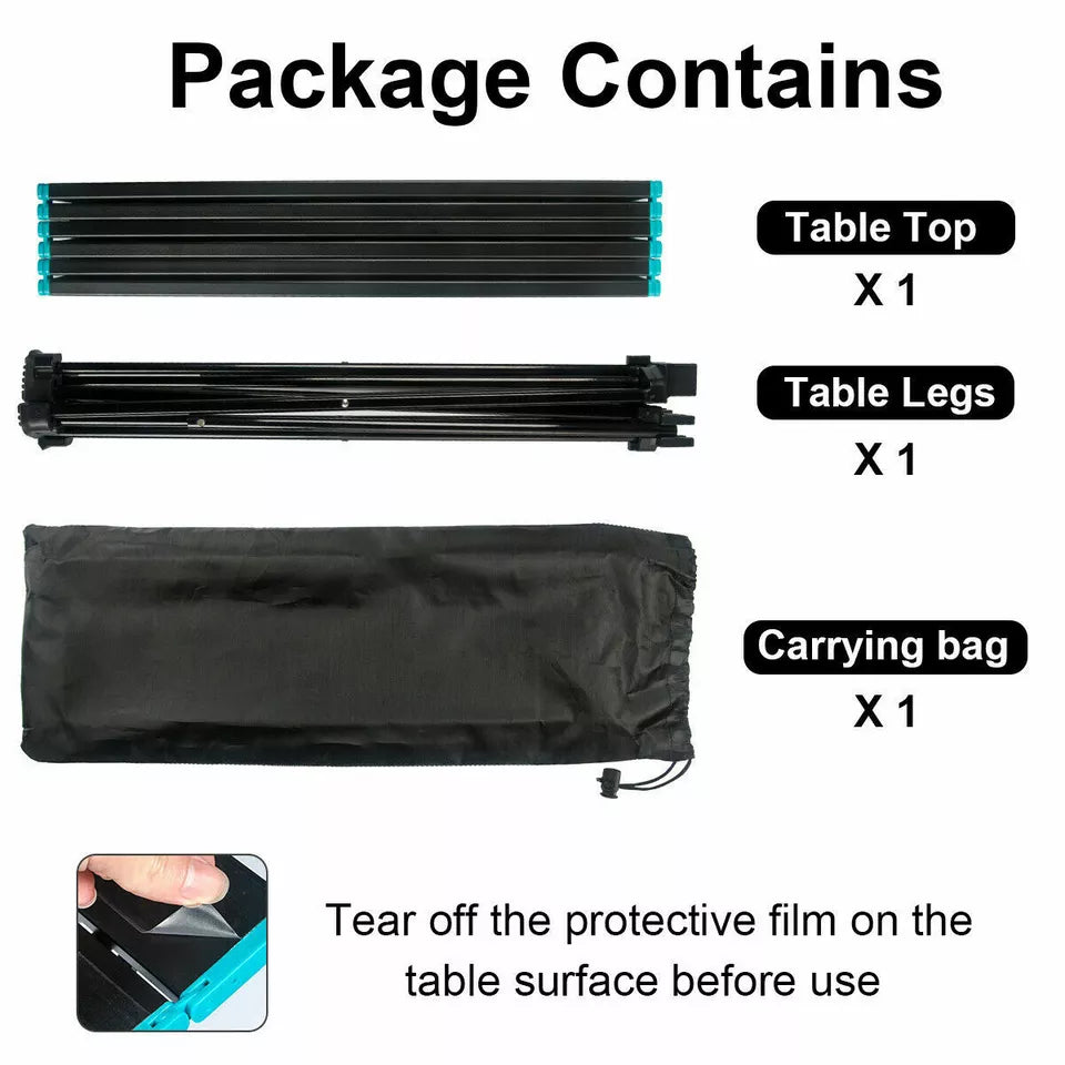Portable Lightweight Aluminum Folding Camping Table with Carry Bag - Perfect for Outdoor Picnics, Beach Trips, Backpacking & Tailgating Parties