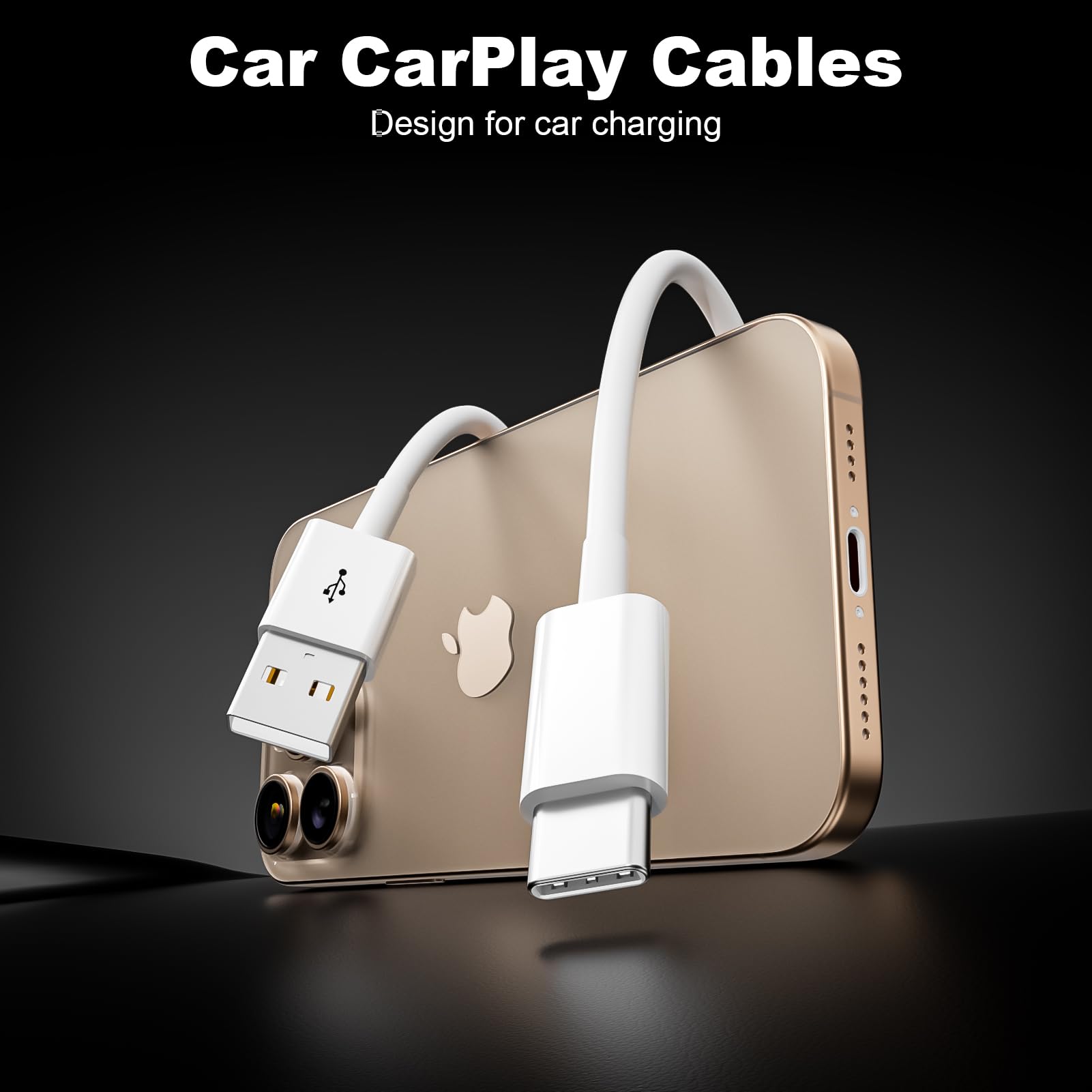 USB-C to USB-A CarPlay Cable for iPhone 15/16/16 Pro Max/Plus - 3FT Fast Charging & Data Sync Cable for CarPlay - Compatible with iPad Pro 13/12.9/11 inch, iPad Air 5/4th - Perfect for Road Trips & In-Car Entertainment