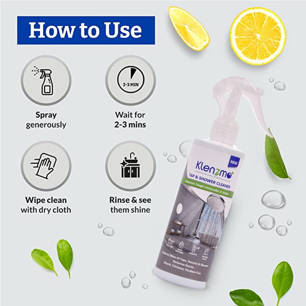 Klenzmo Complete Bathroom Cleaner Kit - 850ml Tile & Bathroom Cleaner + 270ml Tap & Shower Cleaner | All-in-One Bathroom Cleaning Solution for Tiles, Sinks, Showers & Faucets | Perfect for Deep Cleaning & Daily Maintenance