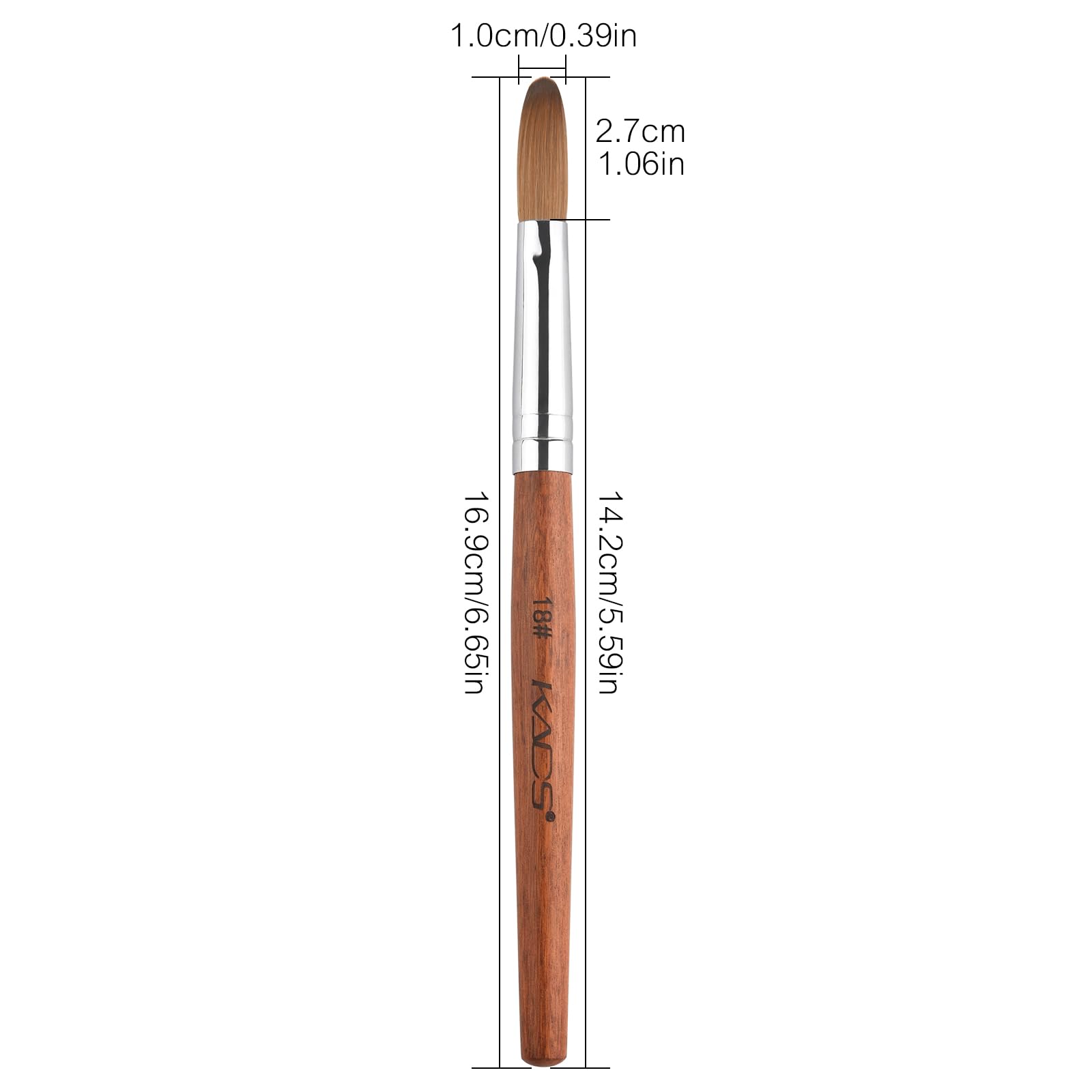 Professional Kolinsky Acrylic Nail Brush - Red Wooden Handle Salon Brush for Acrylic Nails (Size 18#) - Perfect for Nail Art, Extensions & Salon Manicures