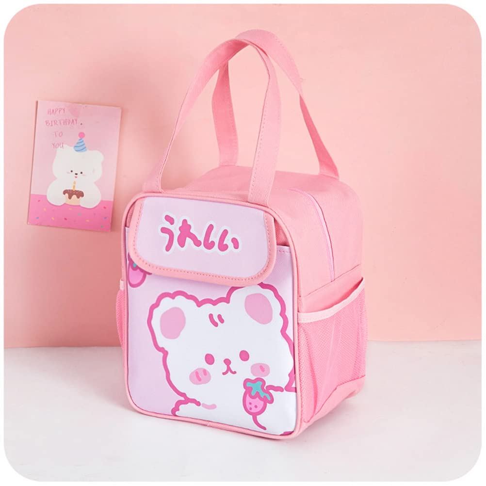 JIAOAO Cute Kawaii Animal Cartoon Lunch Bag - Insulated Rabbit Design for Kids, School, Picnic & Travel - Perfect for School Lunches, Outdoor Activities & Daily Use