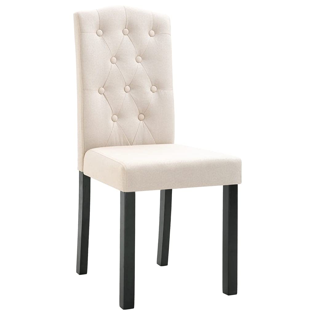 SKM Dining Chairs Set of 4 - Cream Fabric Upholstered Kitchen Chairs with Padded Seats - Modern Dining Room Furniture for Home, Restaurant & Office Use