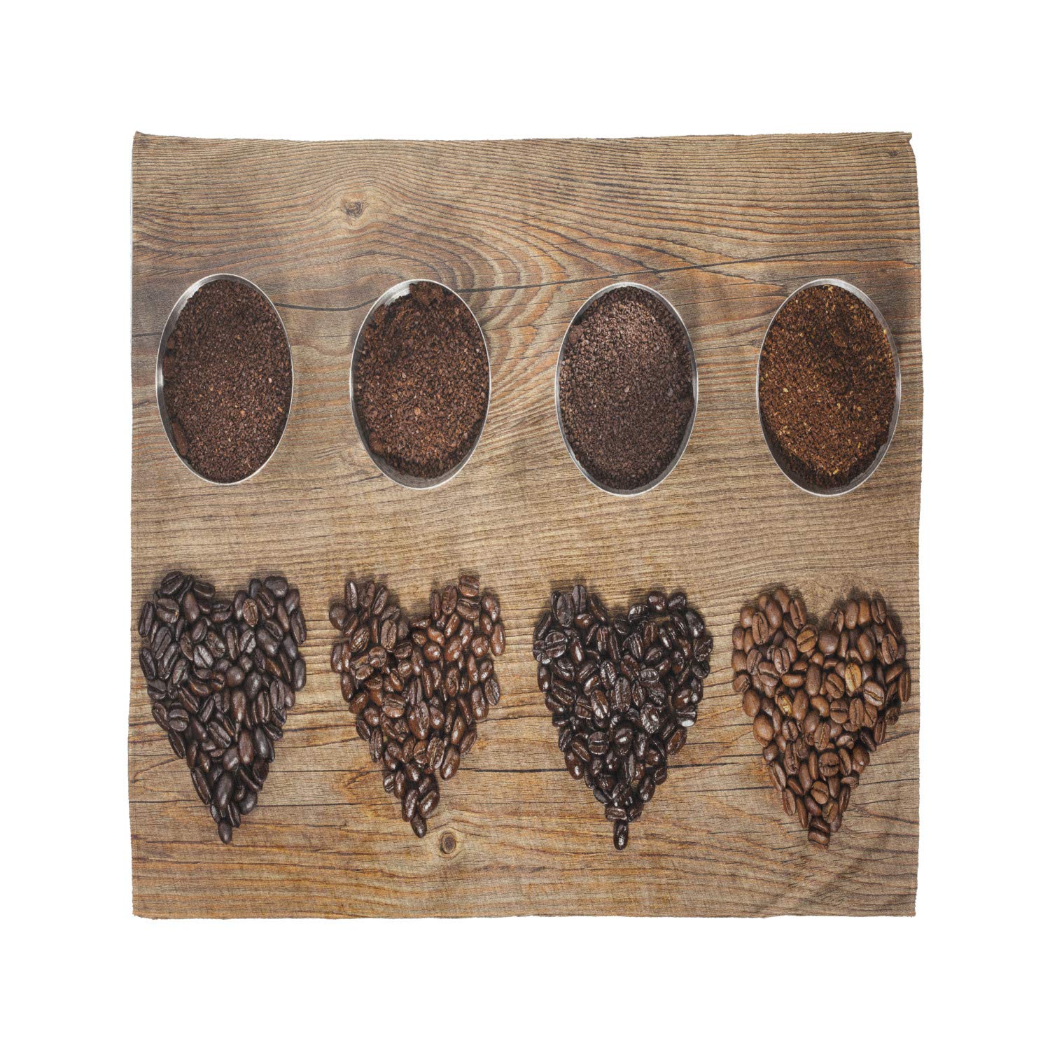 Ambesonne Coffee Bandana - Unisex Head & Neck Scarf with Ground Coffee Heart Beans Design - Perfect for Coffee Lovers, Baristas & Cafe Workers