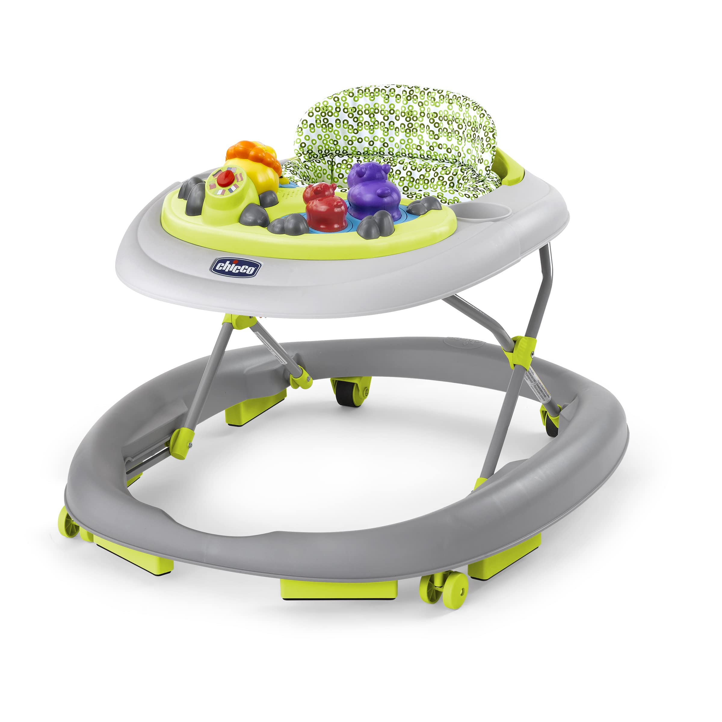 Chicco Walky Talky Baby Walker for Toddlers - Lightweight & Safe Learning Walker with Interactive Toys, Grey/Green | Perfect for First Steps & Indoor Playtime