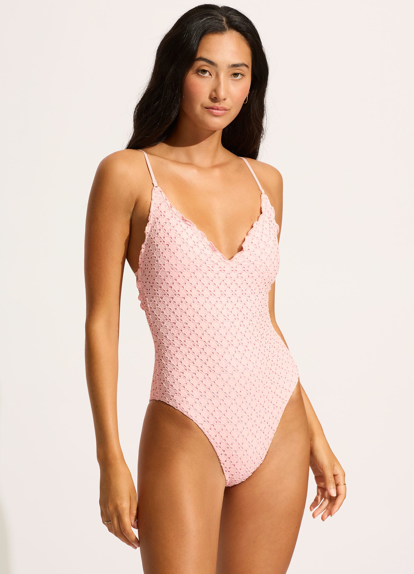 Daydreamer V Neck One Piece Swimsuit - Dusty Pink | Flattering Summer Beachwear for Women
