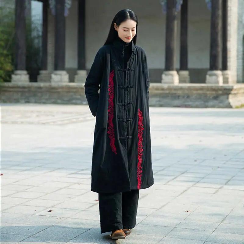 Burgundy Linen Cotton Blend Winter Coat for Women - Warm Padded Jacket with Hood for Cold Weather, Outdoor Activities & Casual Wear