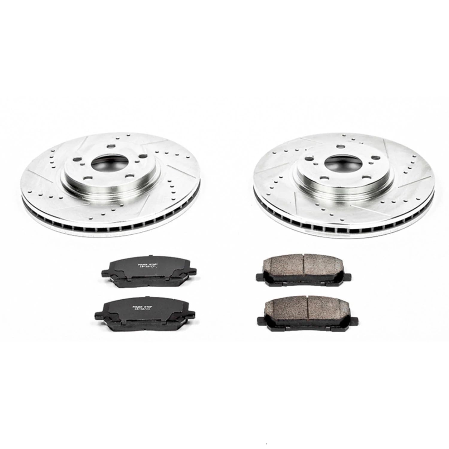 Power Stop K1137 Front Z23 Carbon Fiber Brake Pads & Drilled/Slotted Rotors Kit - Compatible with 2001-2007 Toyota Highlander | High-Performance Braking for Daily Commuting & Towing
