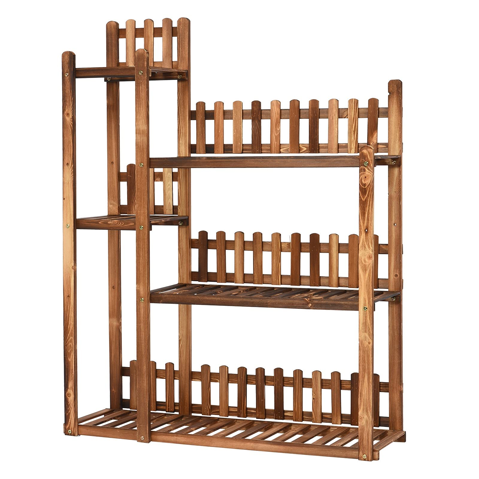 Wooden Plant Display Stand - 3-Tier Flower Pot Holder Shelf for Indoor & Outdoor Garden, Patio, Balcony | Rustic Ladder Plant Rack for Multiple Pots, Succulents, Herbs | Perfect for Home Decor, Gardening Enthusiasts