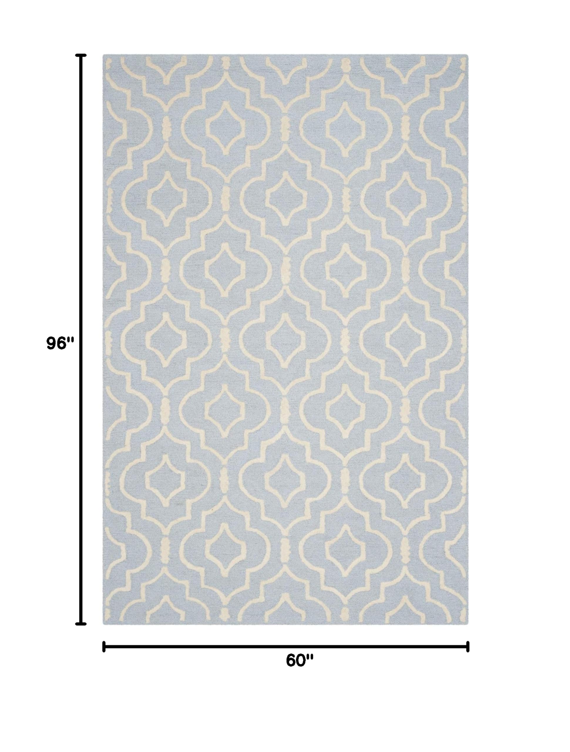 SAFAVIEH Cambridge Collection Handmade Moroccan Wool Area Rug - 5' x 8', Light Blue & Ivory, Non-Slip & Durable for High Traffic Areas - Perfect for Living Room, Bedroom, Office & Entryway Decor (CAM141A)