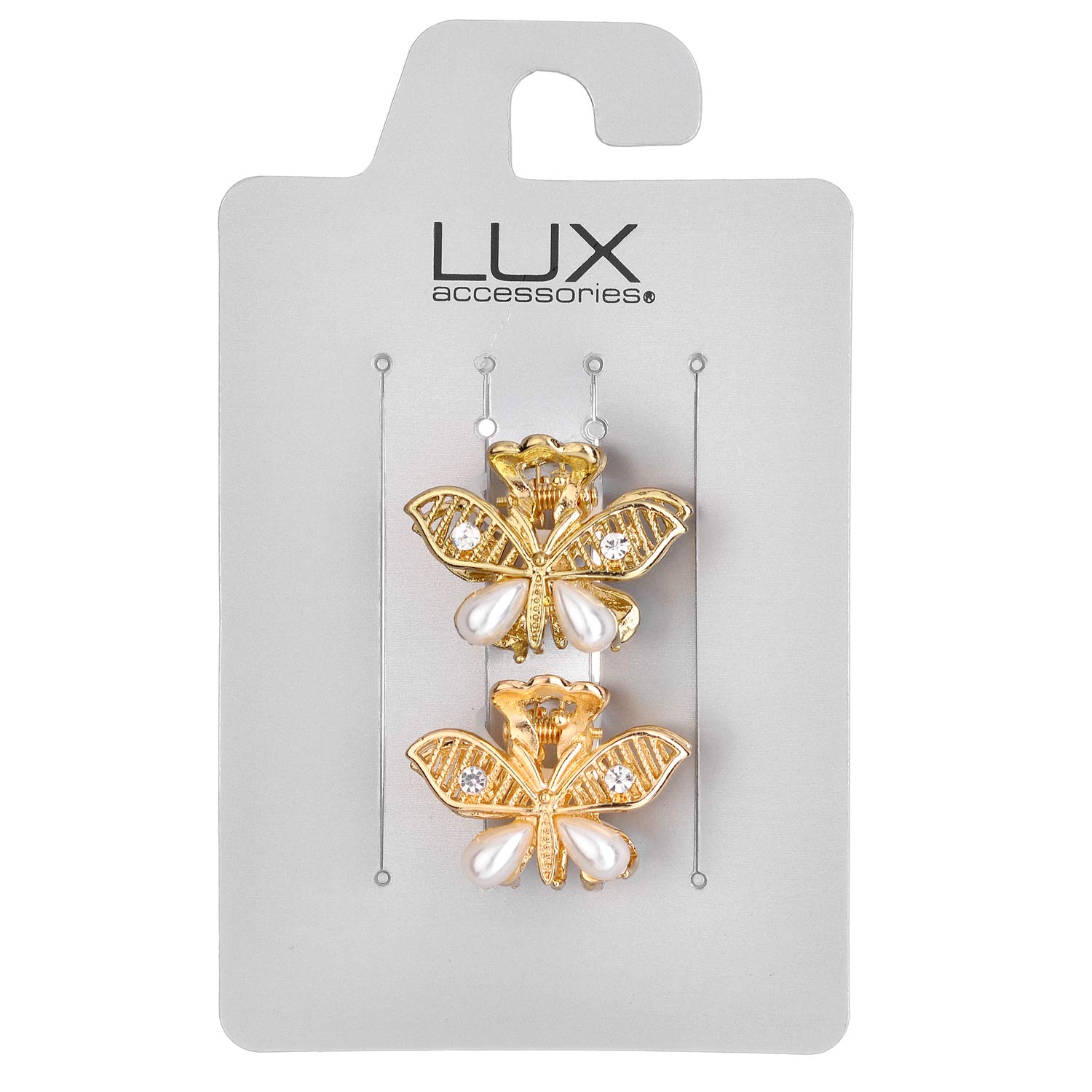 Gold Tone Butterfly Pearl Hair Claws Set of 2 - Elegant for Parties & Weddings