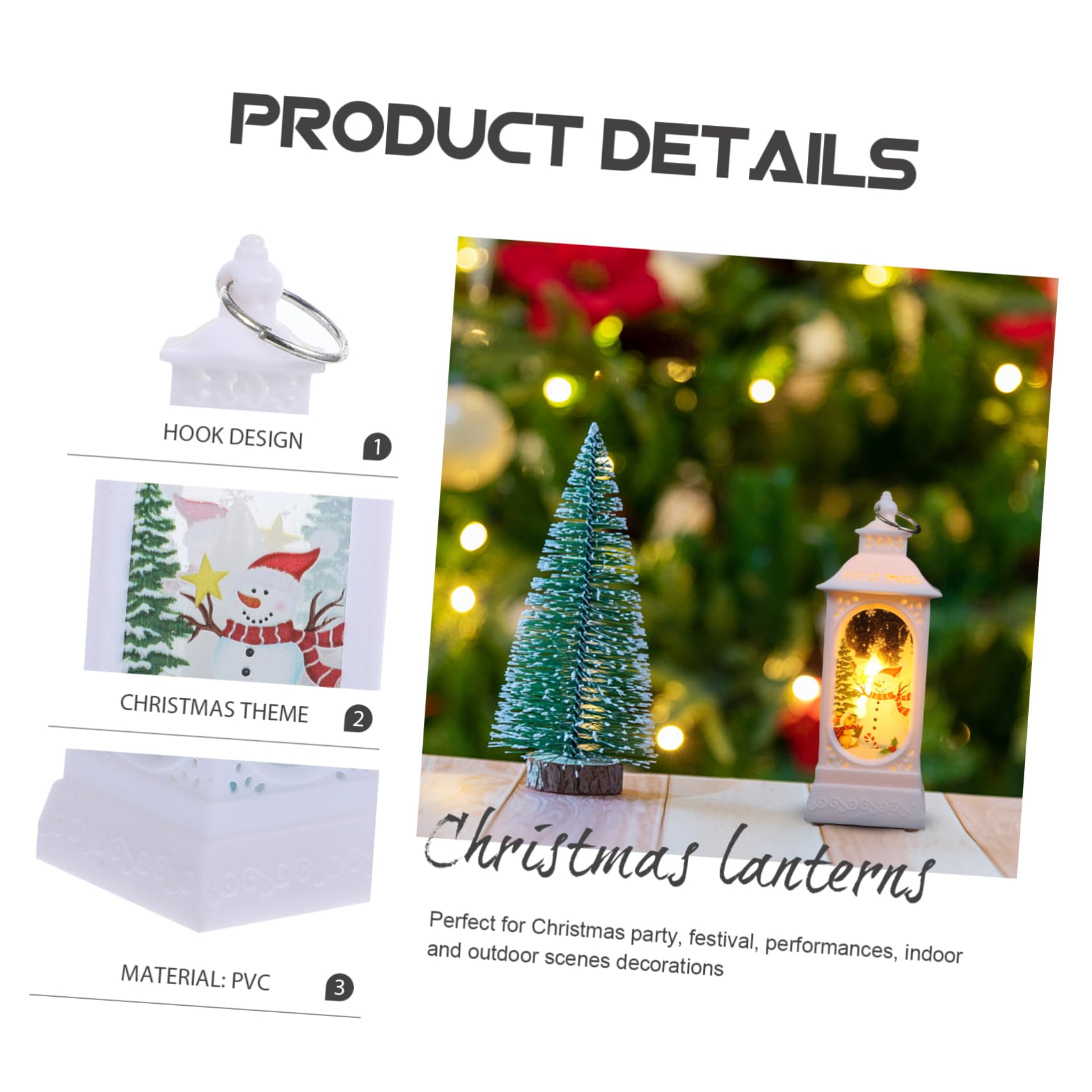 2 Pack LED Christmas Candle Lanterns - Battery Operated Snowman Decor with Warm White Lights, Hanging/Tabletop Holiday Decor for Home, Party, Xmas Tree & Winter Decoration
