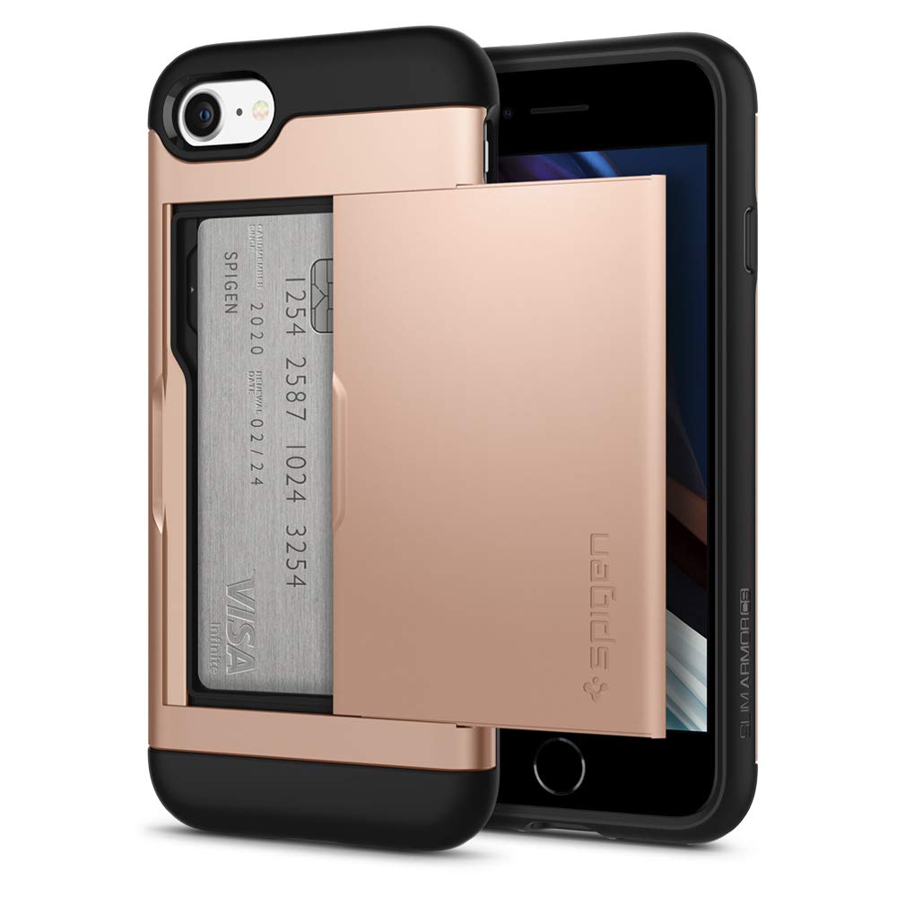 Spigen Slim Armor CS Case Compatible with iPhone SE 2022/SE 3/SE 2020/8/7 - Blush Gold | Protective Phone Cover for Everyday Use & Travel