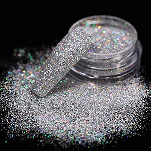 Holographic Nail Glitter Powder - Diamond Reflective Nail Art Glitter for Women & Girls - Shiny Silver, Blue, Purple, Gold Pigment - Perfect for Manicures, Nail Art Designs & Party Nail Decorations