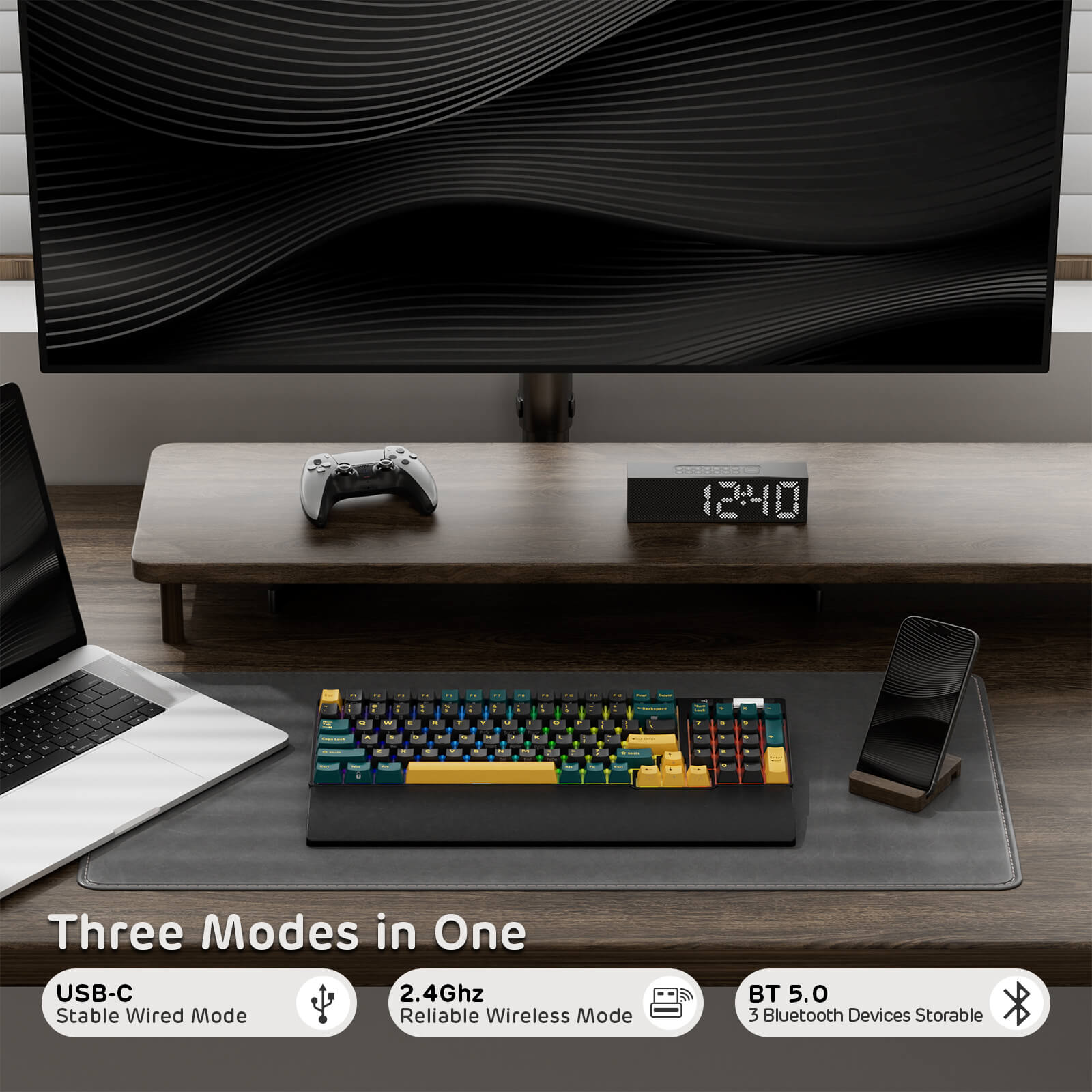 RK96 Wireless Mechanical Keyboard - Hot Swappable RGB Backlit with 96% Compact Layout | Perfect for Gaming, Office Work & Typing Enthusiasts