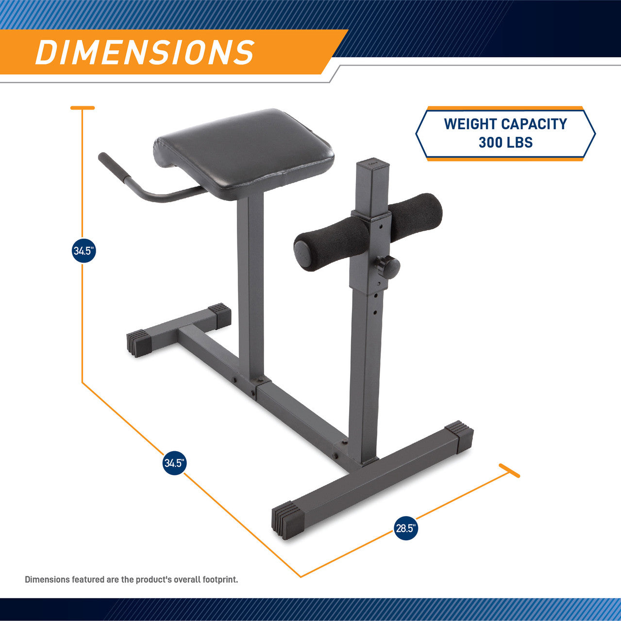 Marcy JD 3.1 Roman Chair Hyperextension Bench for Home Gym - Back Extension Workout Equipment for Core Strength & Glute Training | Perfect for Home Fitness, Physical Therapy & CrossFit Training