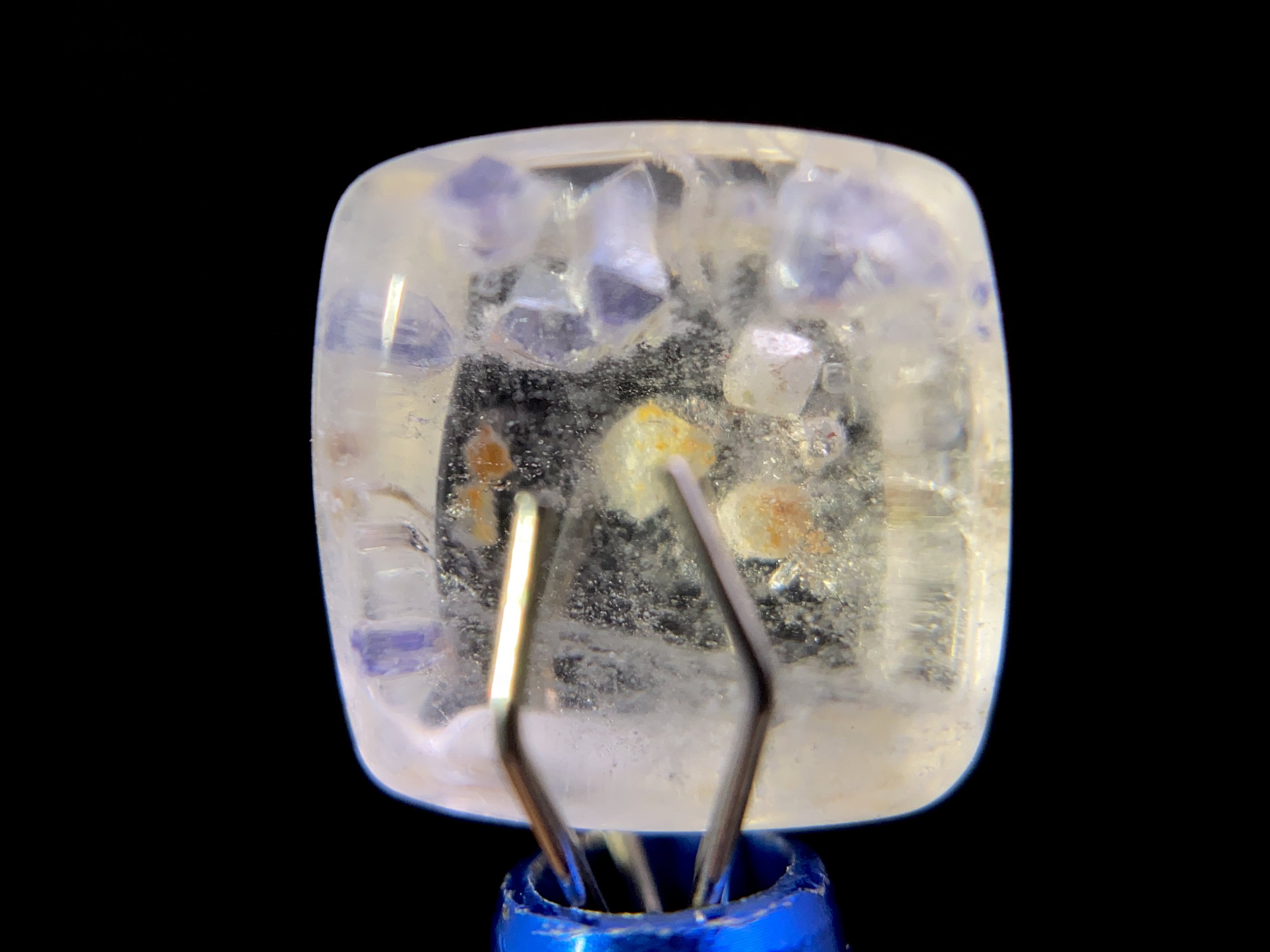 Fluorite in Clear Quartz Cabochon - Rare Gemstone for Jewelry Making, Healing Crystals (47452) | Perfect for Pendants, Rings & Spiritual Healing