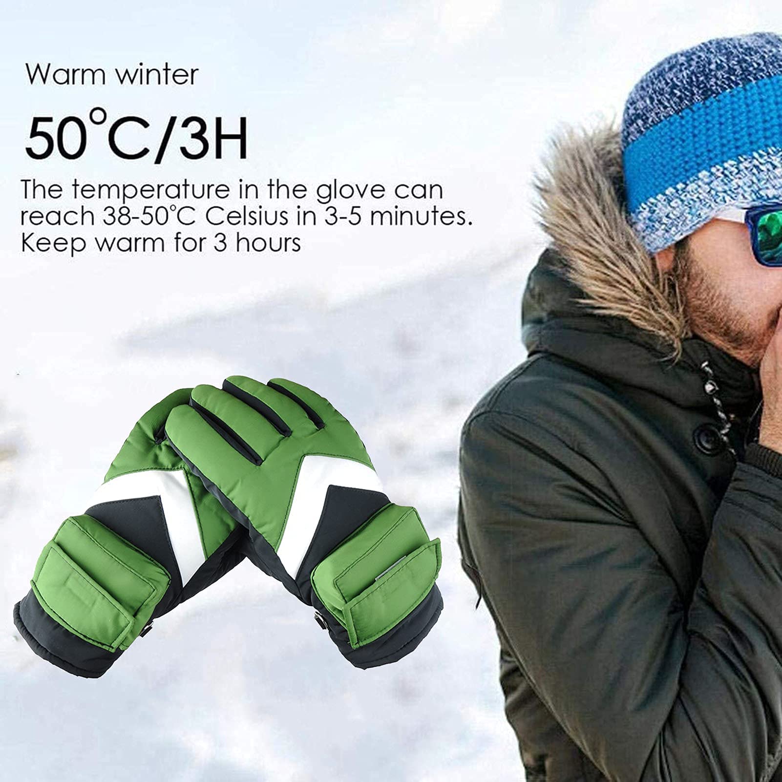 Electric Heated Gloves for Women & Men - Battery Powered Waterproof Thermal Winter Gloves for Outdoor Activities - Perfect for Camping, Hiking, Hunting & Cold Weather Adventures