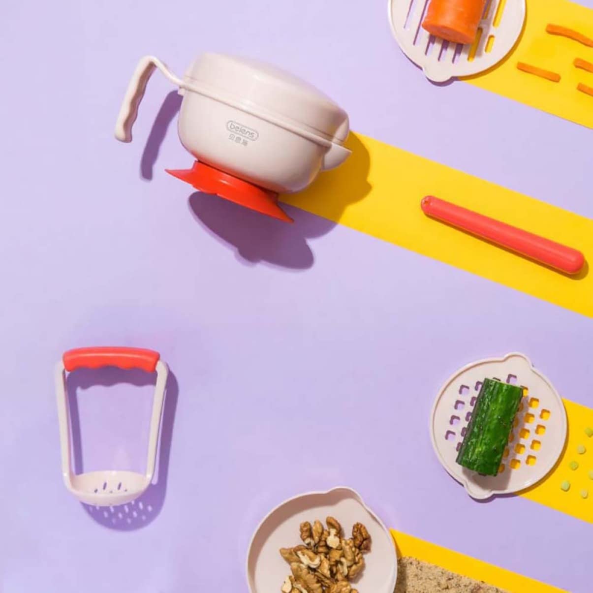 Kisangel Baby Food Maker Set - Manual Baby Food Grinder & Masher Bowl - BPA-Free Safe Feeding Tool for Infants - Perfect for Homemade Purees & Baby-Led Weaning at Home or Travel