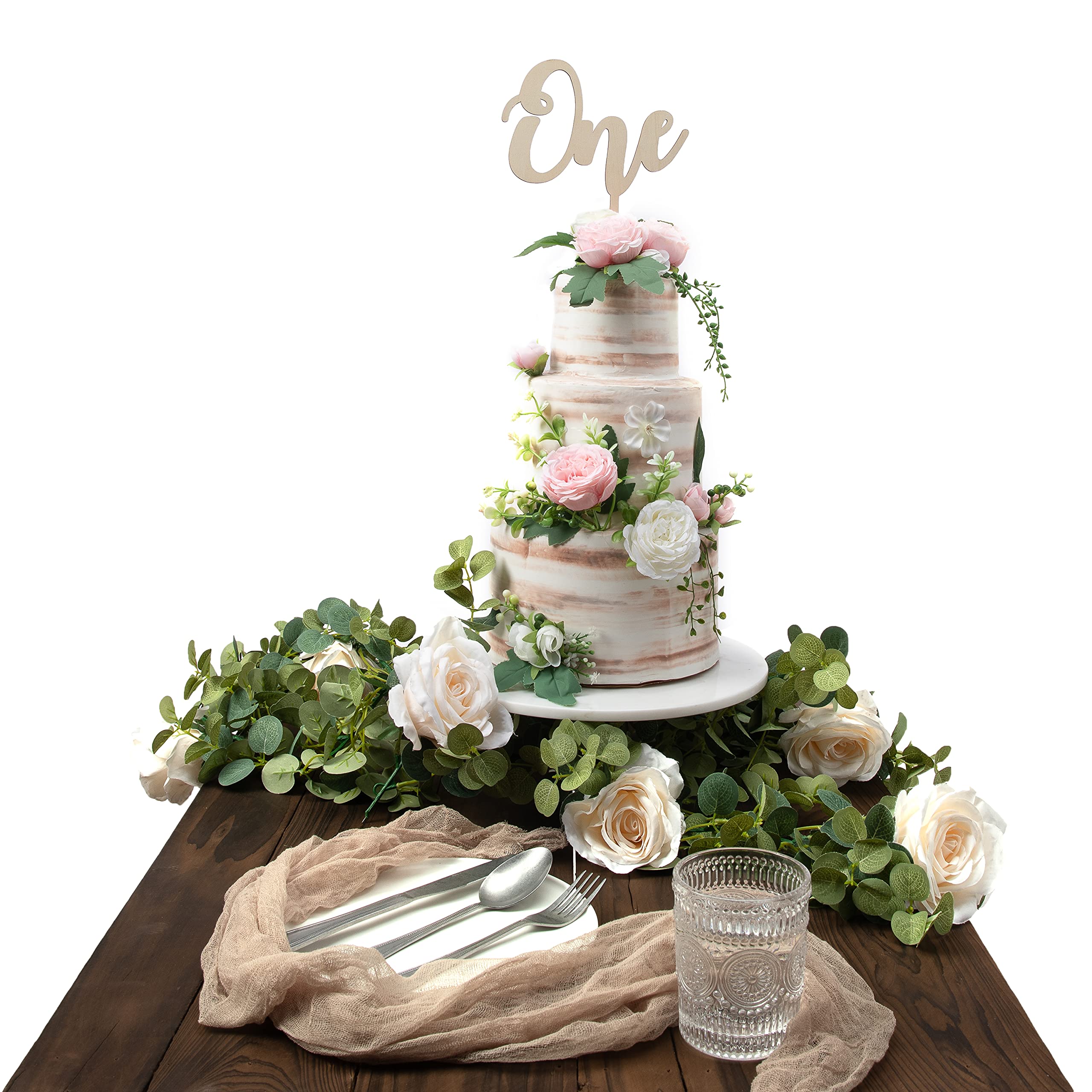 1st Birthday Cake Topper - Rustic Wood One Year Old Cake Decor - Smash Cake Topper for Baby's First Birthday Party - Gender Neutral Wooden Cake Decoration - Perfect for Baby Shower, Birthday Photography & Celebration Decor