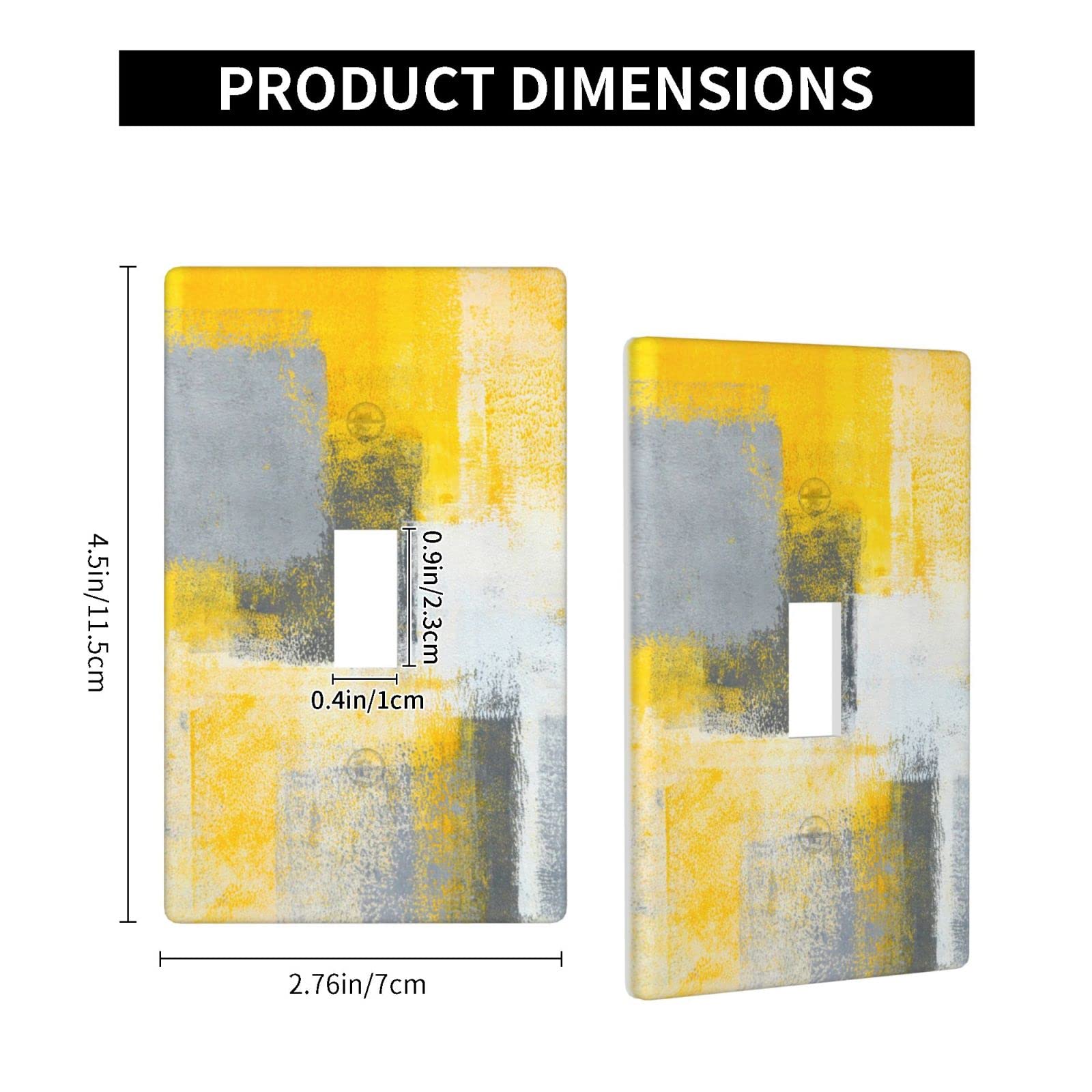 Modern Yellow Grey Abstract Art Single Toggle Light Switch Plate Cover - Durable Wall Outlet Cover for Home, Office & School - Perfect for Living Rooms, Bedrooms & Workspaces