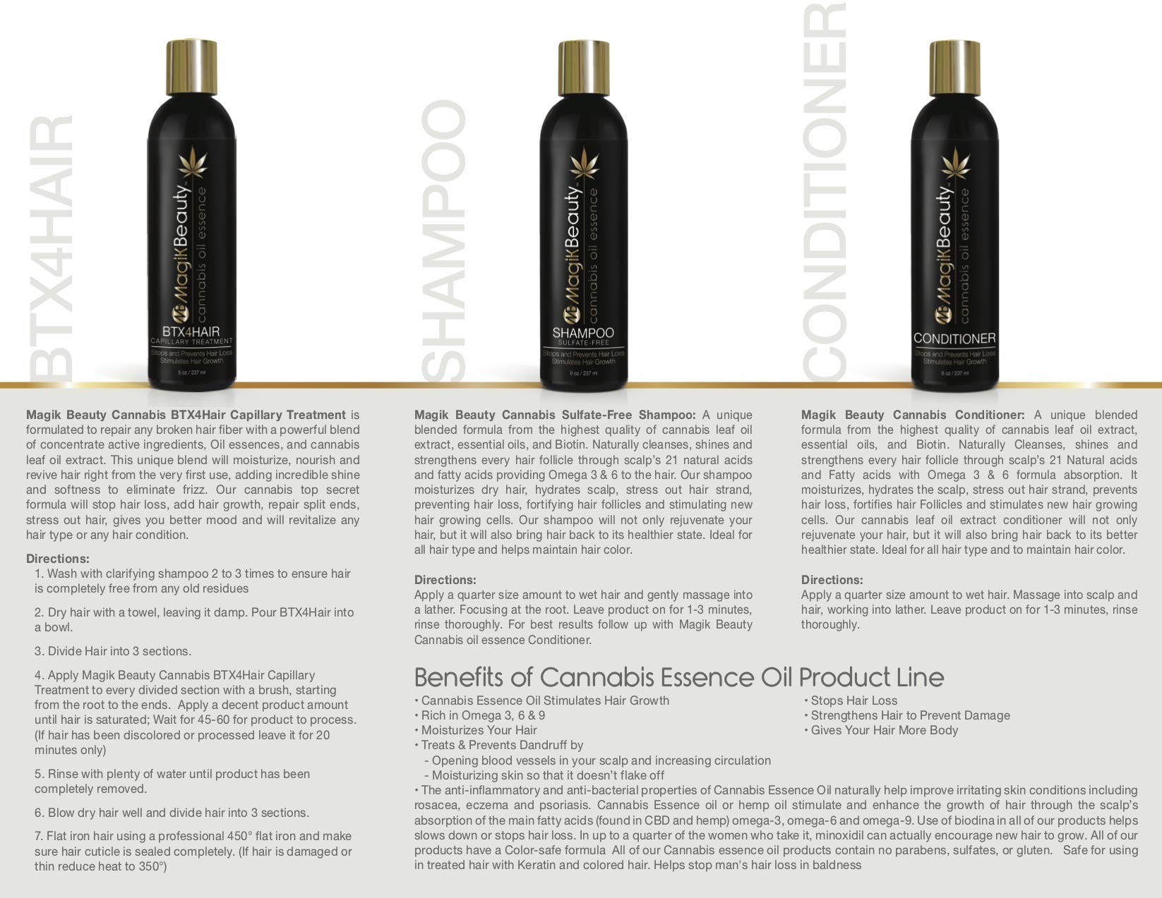 Hemp Oil Botox Hair Growth Treatment with BTX4HAIR Essence - Stops Hair Loss & Stimulates Growth - Capillary Therapy for Thicker Hair | Perfect for Daily Hair Care & Scalp Nourishment