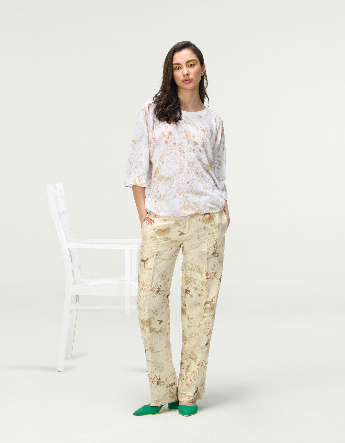 Breathable Linen Jersey Half Sleeve T-Shirt in Ivory - Perfect for Summer Casual Wear & Outdoor Activities