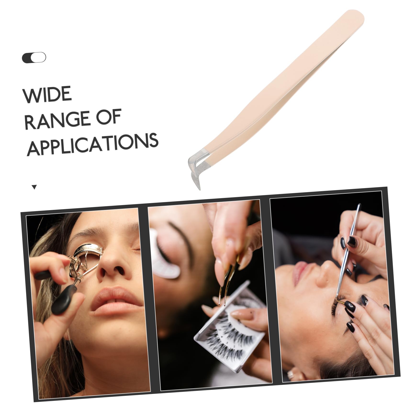IPetboom Professional Curved Eyelash Tweezers - Precision False Eyelash Applicator for Lash Extensions & Makeup - Multi-Functional Beauty Tool (Beige) - Perfect for Salon, Home Use & Professional Makeup Artists
