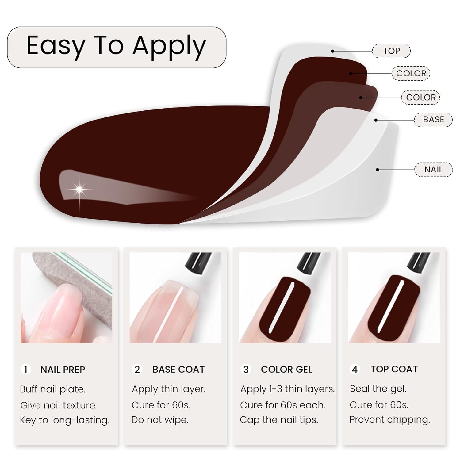 Vishine UV Gel Nail Polish - Dark Red Pearl (649) | Soak Off Gel Manicure Kit for Salon & Home Use | Long Lasting Nail Art Polish for Professional & DIY Nail Designs