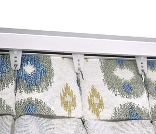 White Ceiling Mount Curtain Track System with Ball Bearing Carriers & Hooks - 15 Feet in 2 Sections for Living Room, Bedroom & Office Window Treatments