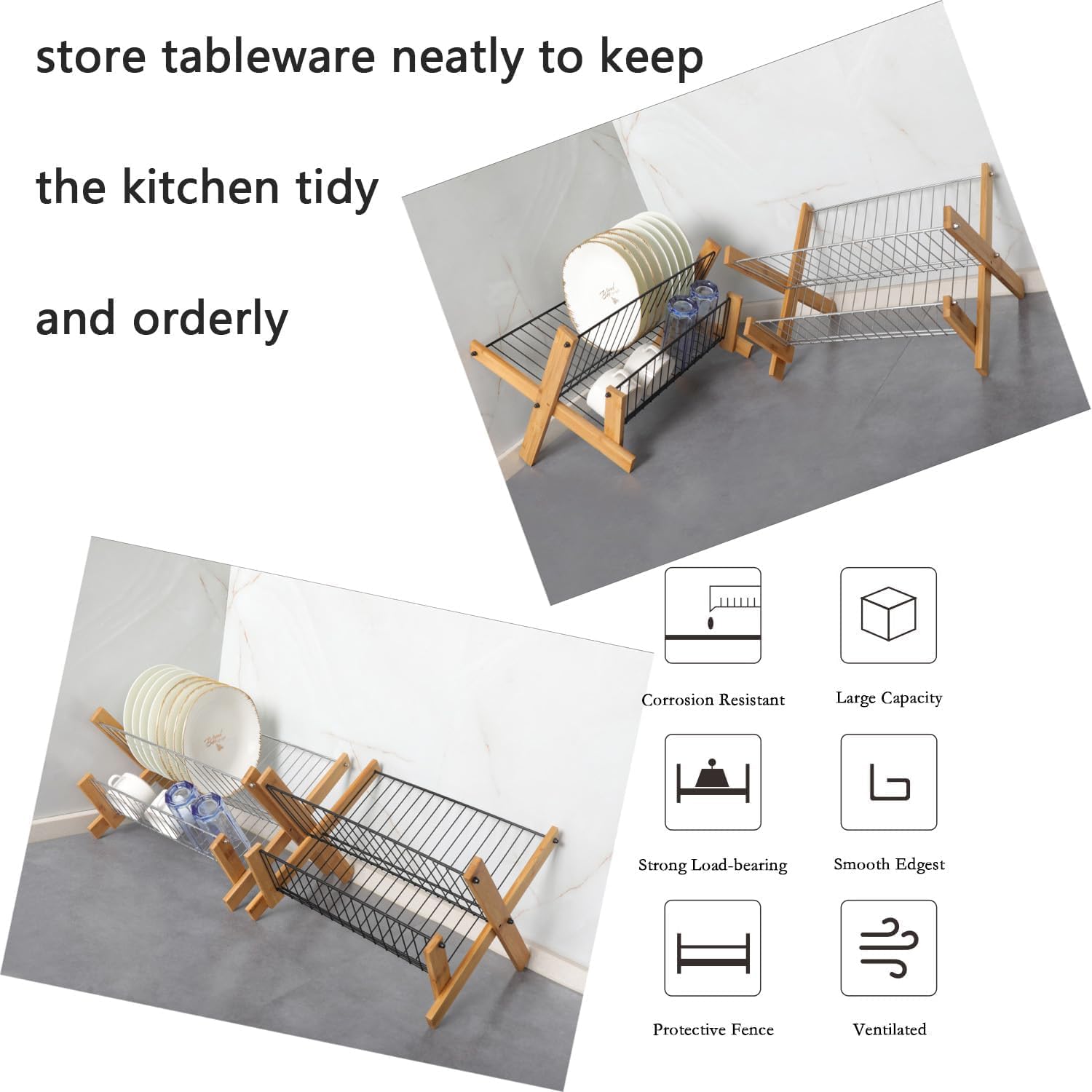 Dratal Expandable Stainless Steel Dish Drying Rack with Cutlery Holder | Rustproof Kitchen Drainer & Removable Utensil Tray (DT-01) | Perfect for Small Spaces, Countertop Organization & Dish Drying