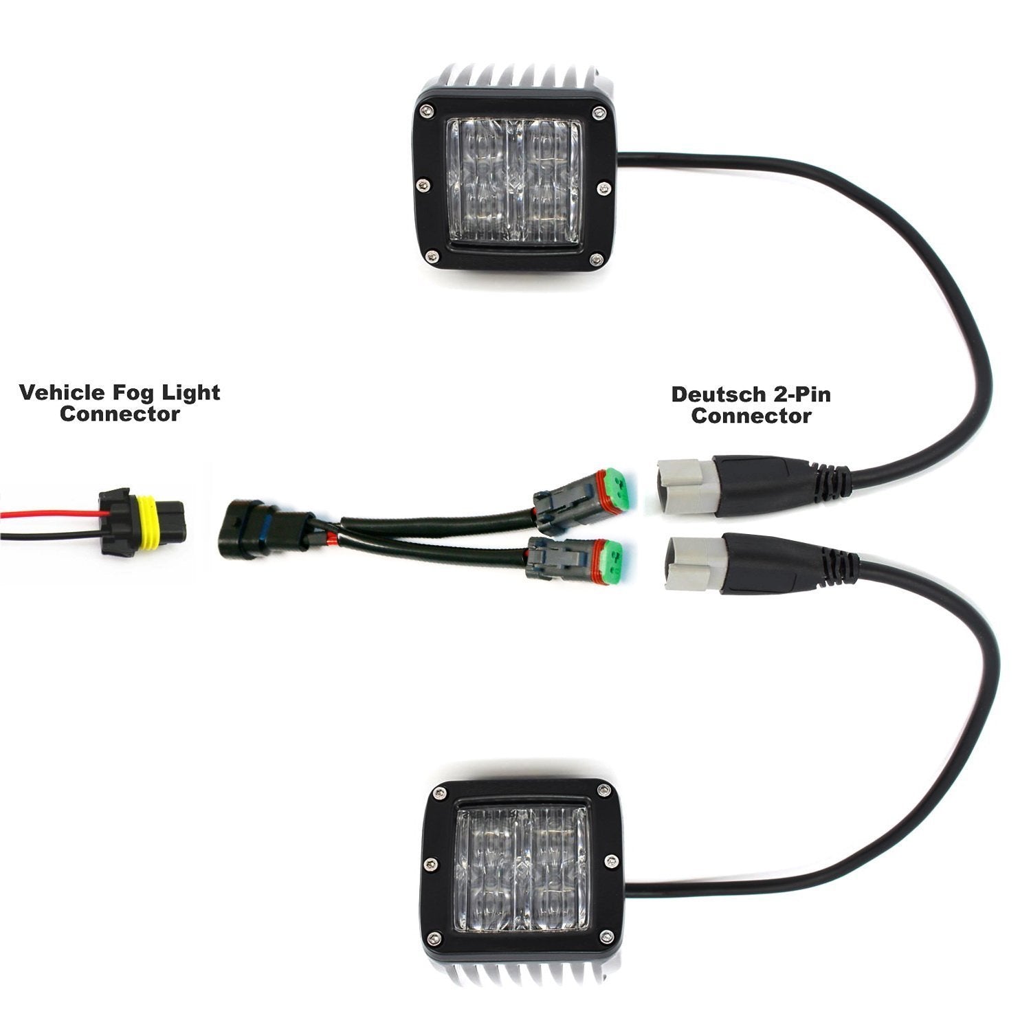 2x Heavy Duty H10/9145/9006 to Dual Output DTP Fog Light Converter Adapter Wires - Compatible with Most Vehicles, Perfect for Off-Roading & Night Driving
