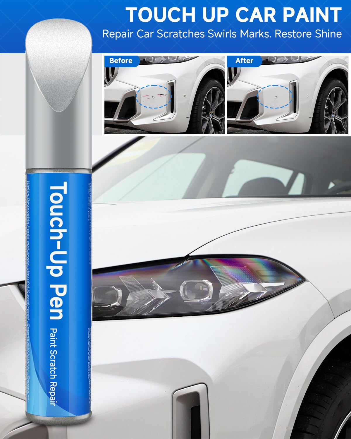 149/9149 Polar White Touch Up Paint Pen for Mercedes-Benz - Exact Match Scratch Repair Kit | Perfect for Car Door Dings, Bumper Scratches & Minor Paint Damage