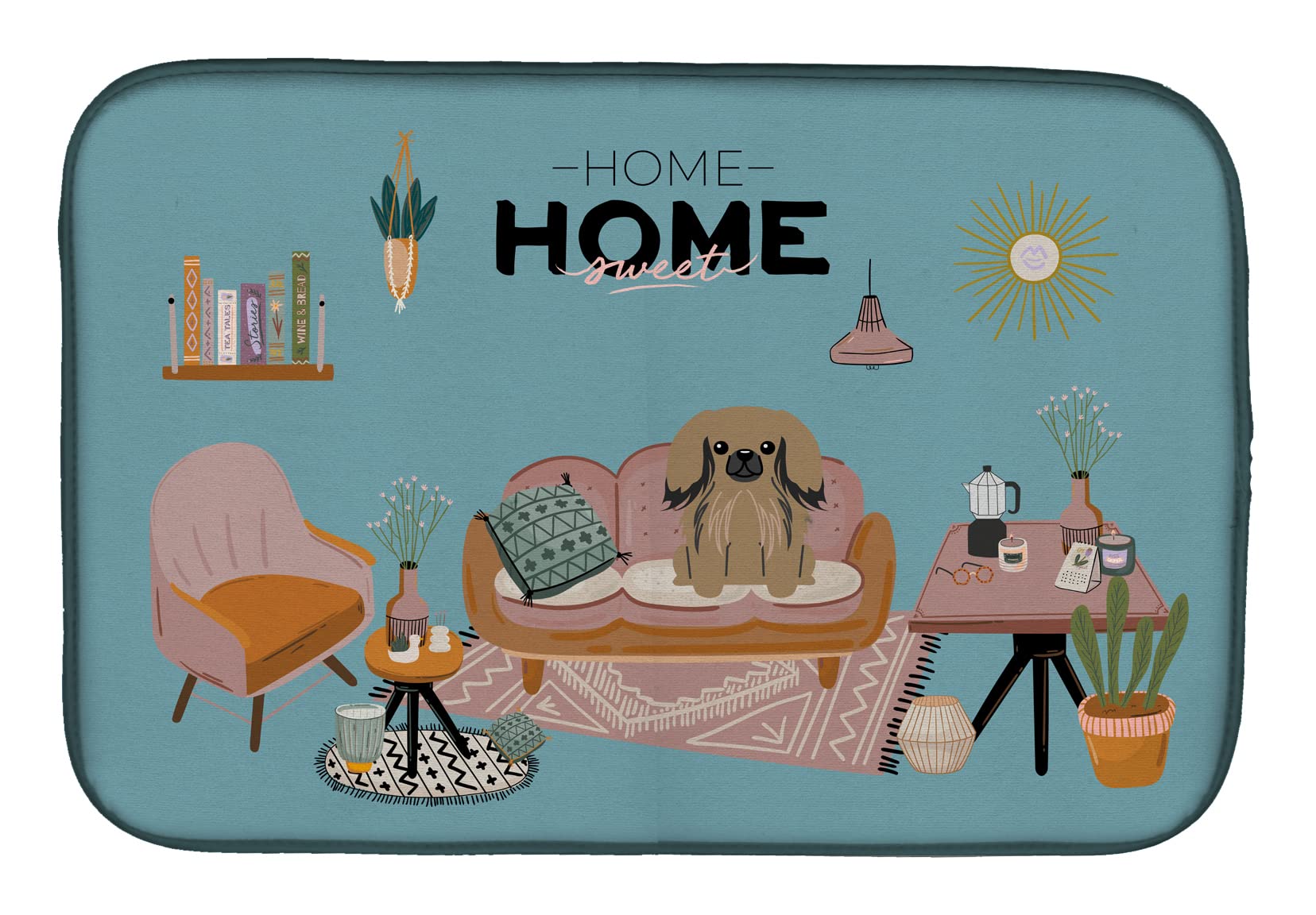 Pekingese Dish Drying Mat - Absorbent Kitchen Counter Mat (14x21
