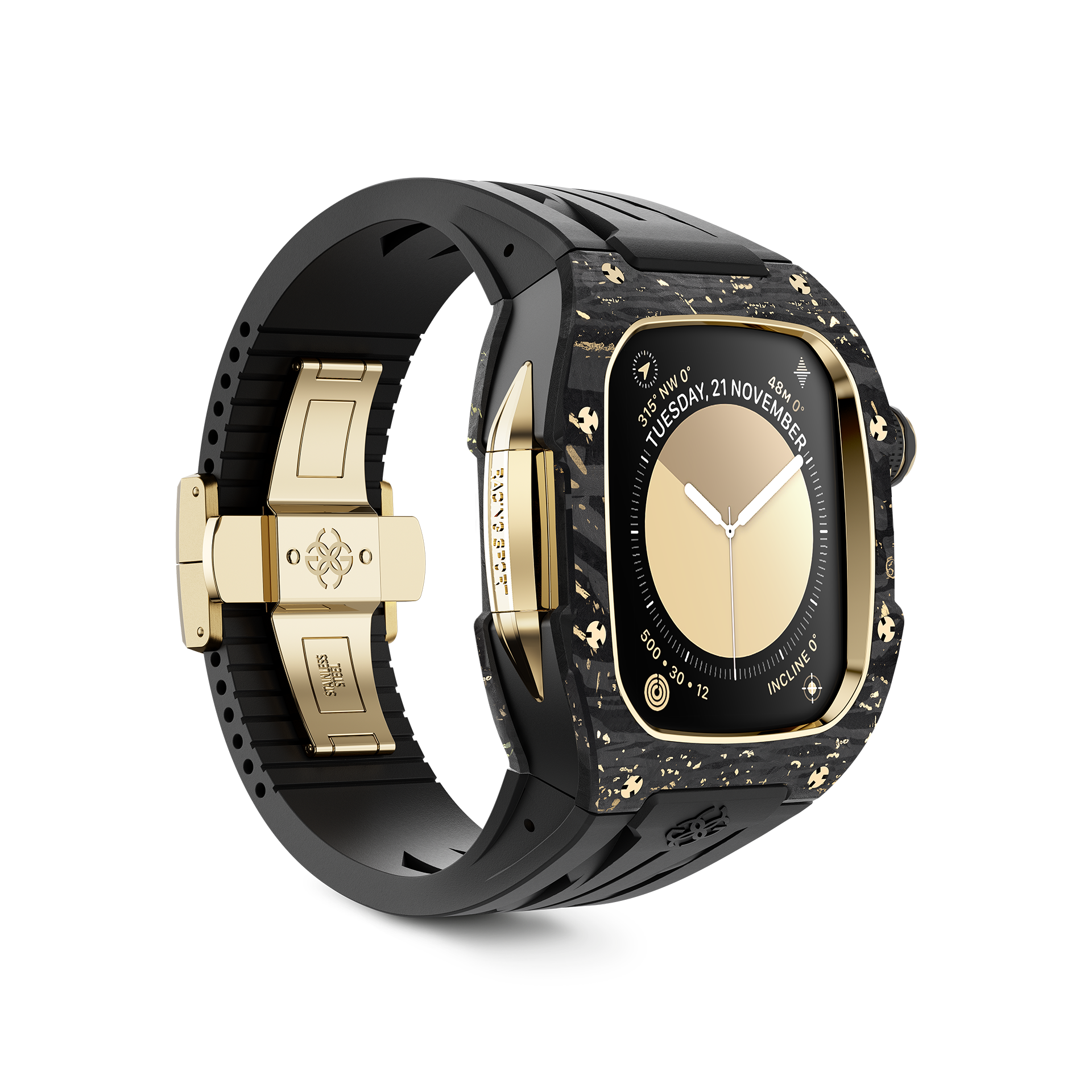 Apple Watch Case - Gold Carbon Fiber Protective Cover for Apple Watch Series 1/2/3/4/5/6/7/8/SE | Slim Durable Scratch-Resistant Design | Perfect for Gym, Running & Outdoor Activities