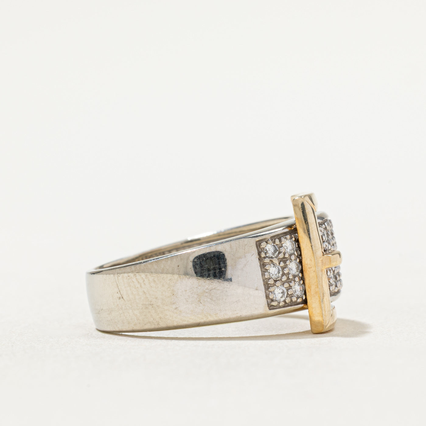 Pavé Set Diamond Buckle Ring - 0.31ctw Sterling Silver Size 7.75 - Elegant Stackable Wedding Band for Women, Perfect for Anniversary Gifts & Everyday Wear