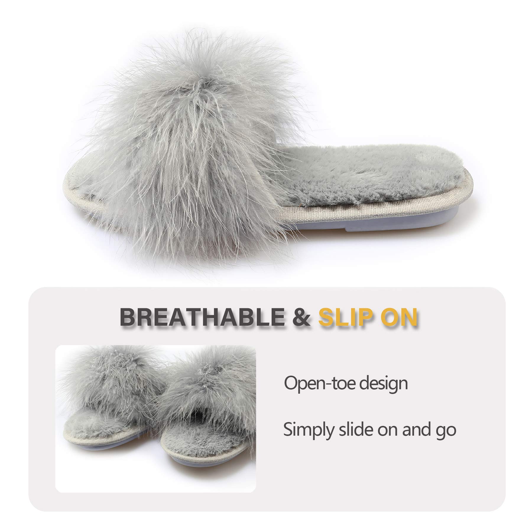 Fur Story Women's Fuzzy Open-Toe Slippers with Memory Foam - Cozy Fluffy House Shoes for Indoor Comfort & Relaxation
