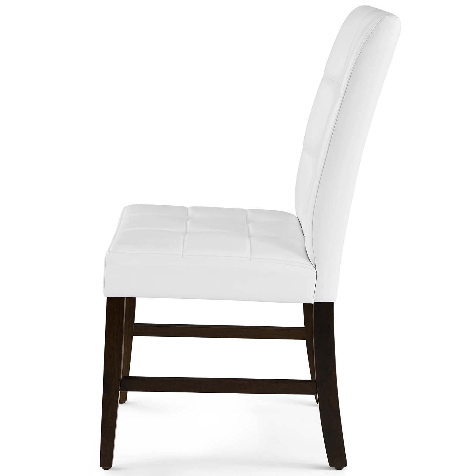 Tufted Side Dining Chairs Set of 2 - Faux Leather Upholstery with Wooden Legs - Modern White Cafe Bistro Chairs for Restaurant, Kitchen, Dining Room & Home Decor