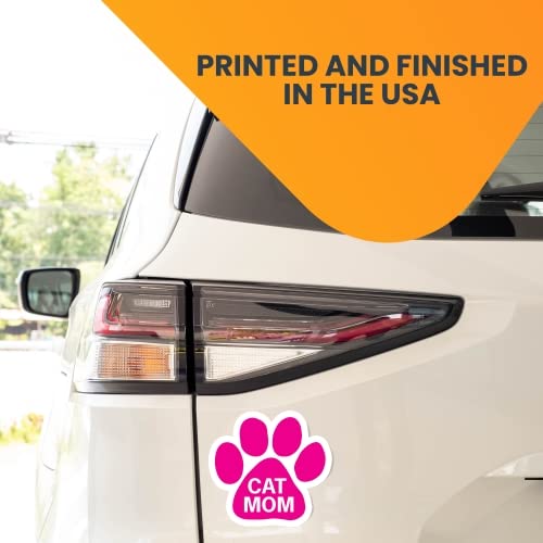 Pink Pawprint Cat Magnet Decal for Cars - 5 Inch Heavy Duty Automotive Magnet - Cat Mom Gift for Motherhood Celebration - USA Made Car Accessories for Trucks & SUVs - Perfect for Pet Lovers & Feline Enthusiasts