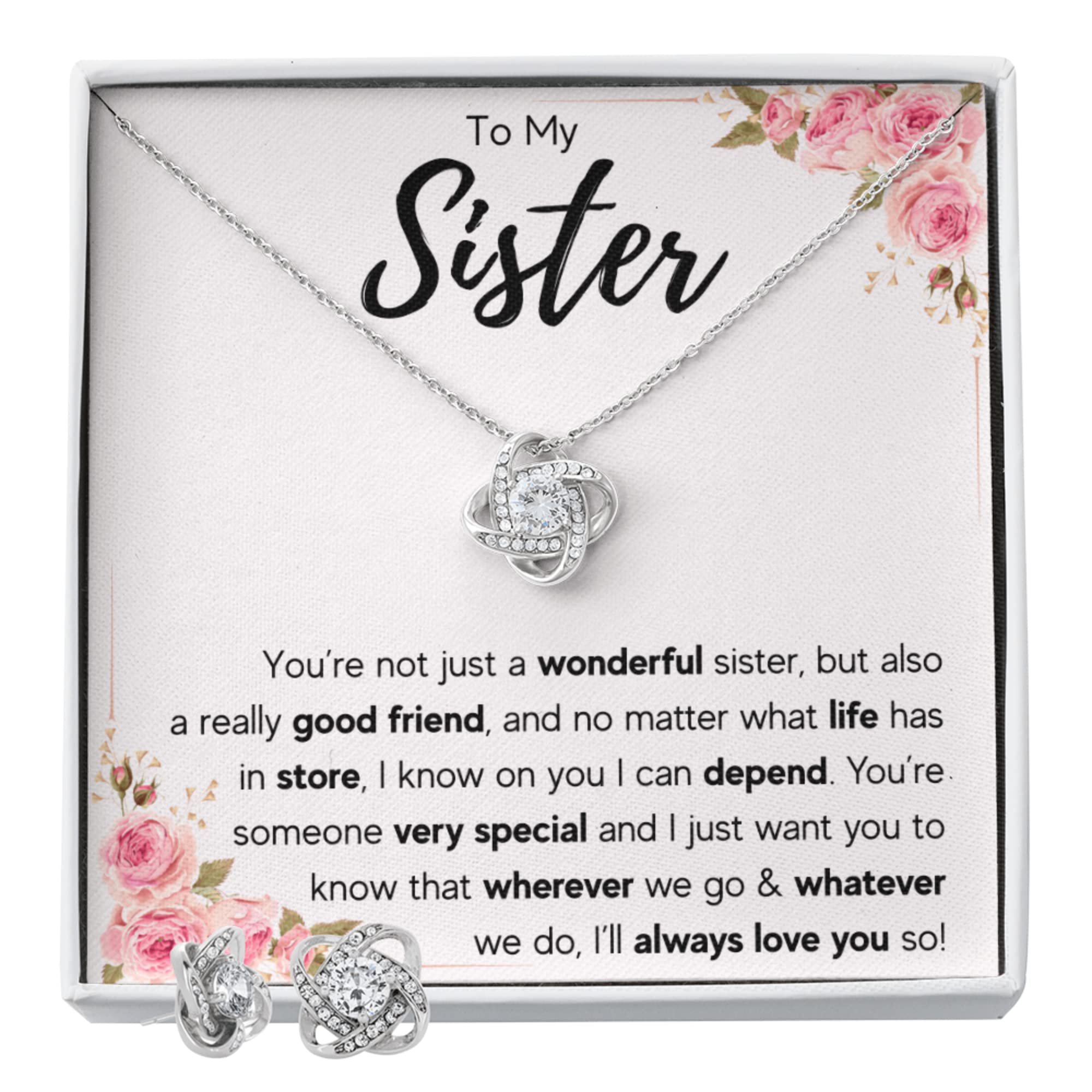 Best Sister Necklace Set for 2 - Big Sister & Little Sister Matching Jewelry Gift with Message Card & Gift Box | Birthday Present for Women | Sister Bonding Gift Idea for Special Occasions