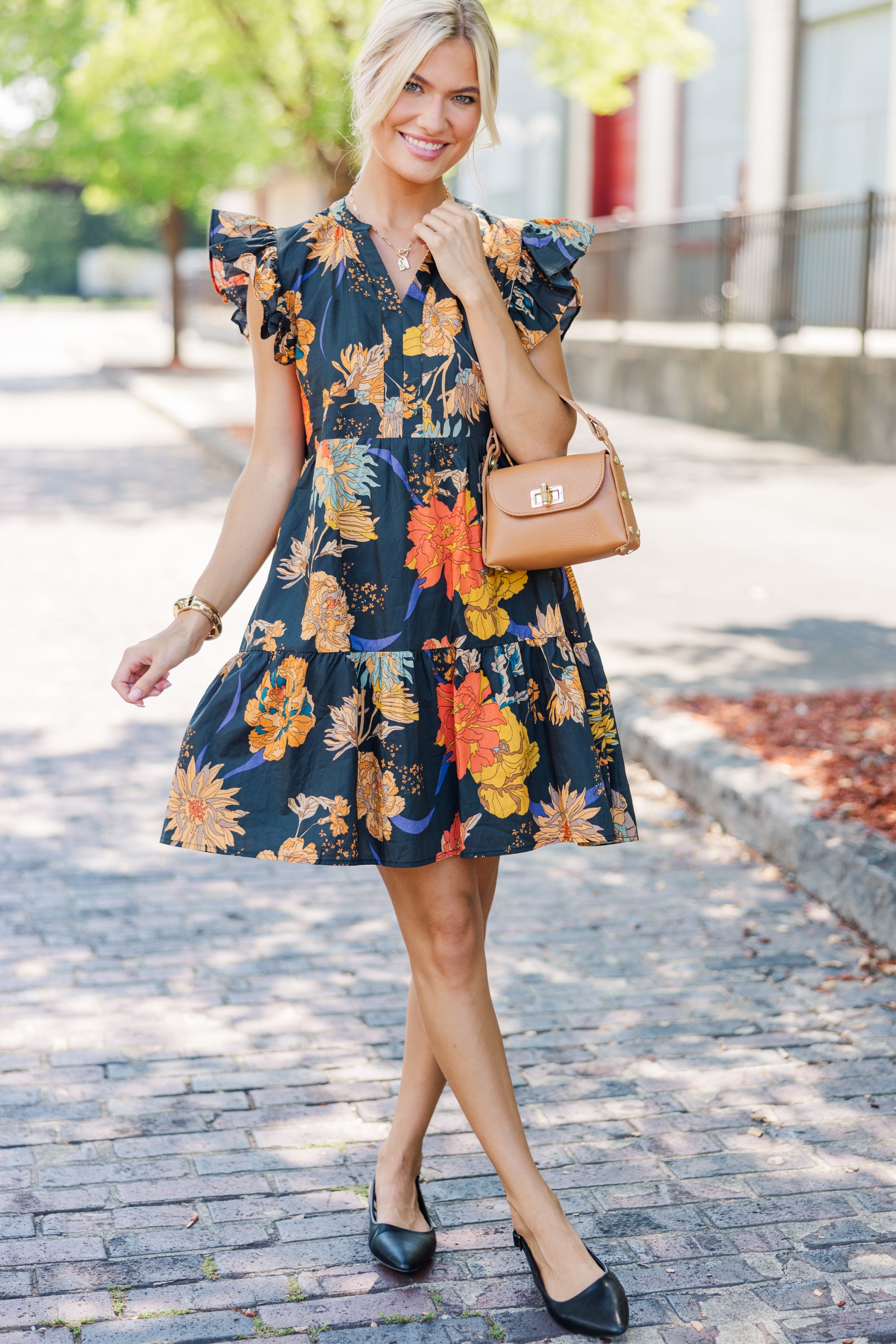 Elegant Black Floral Print Dress for Women - Perfect for Summer Parties, Weddings & Date Nights