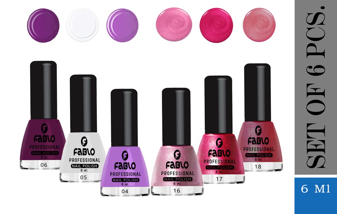 FABLO 6 Colors Nail Polish Set - Long Lasting Gel Nail Paint for Women (Summer & Winter Collection A02) - Perfect for Manicures, Pedicures, and Nail Art Designs