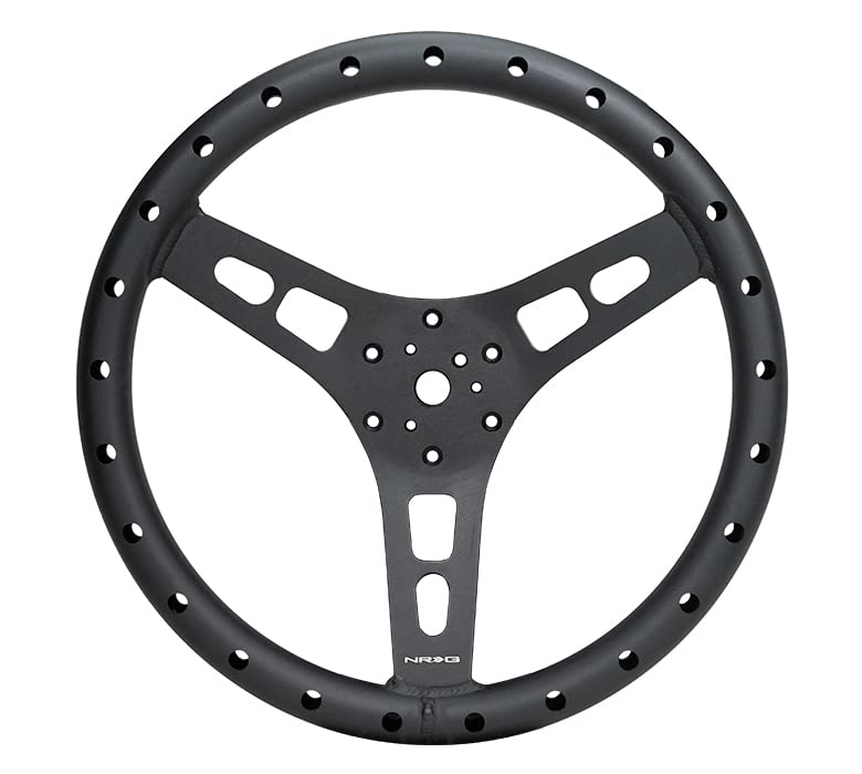 NRG Innovations NRG-RST-025MB-1 350mm Lightweight Aluminum Sport Steering Wheel - Reinforced Design for Racing, Drifting & Performance Driving - Perfect for Track Days & Car Enthusiasts