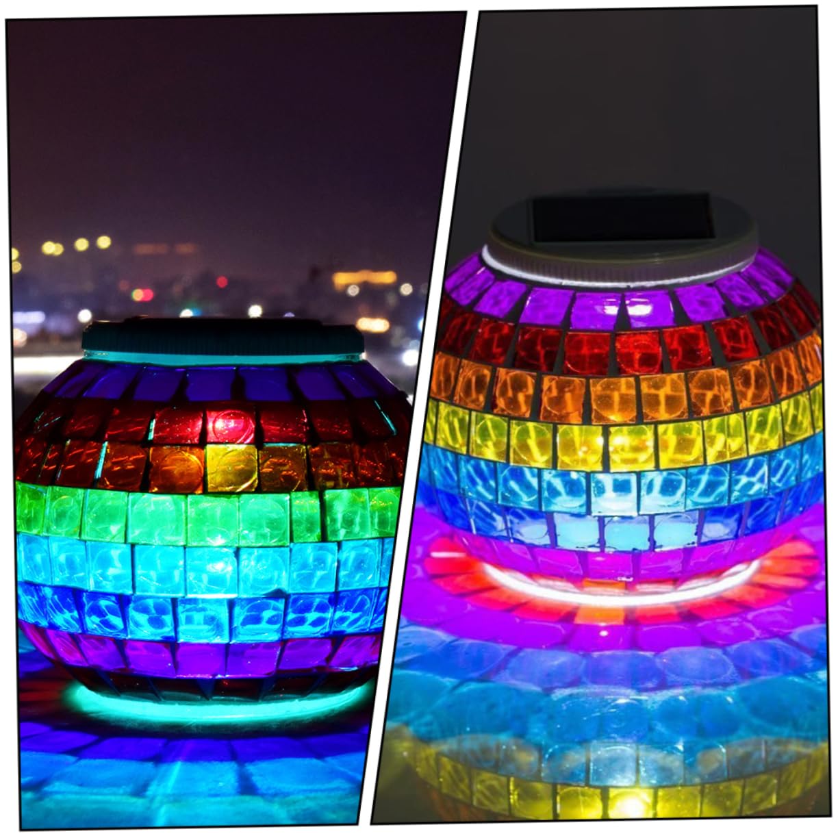 UKCOCO Solar Mosaic Lawn Light - Waterproof Outdoor LED Garden Light for Pathway, Yard, Patio Decor - Retro Style Solar Powered Table Lamp for Dining, Party, Wedding Decorations