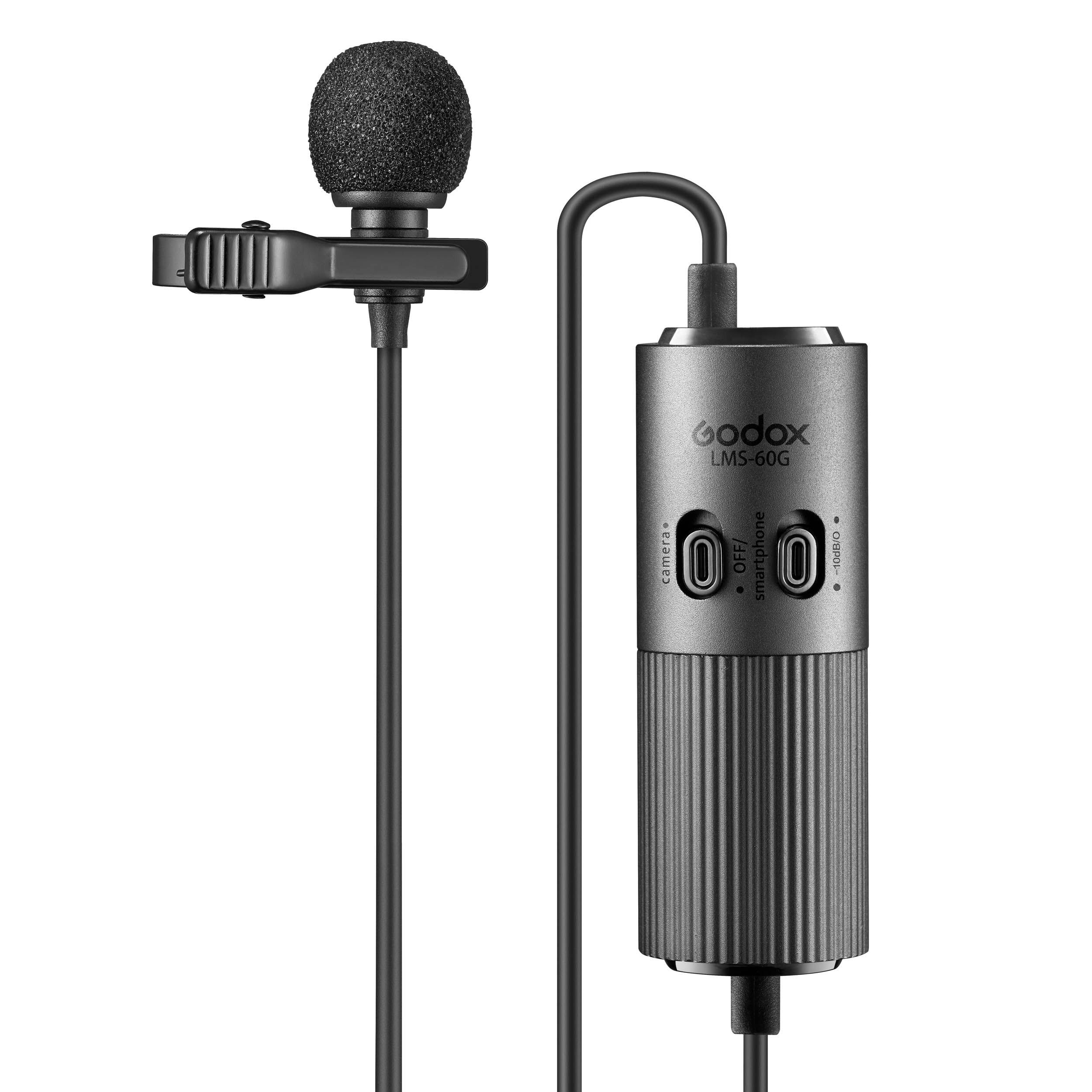 LMS 60G Omnidirectional Lavalier Microphone with 6m Cable & Gain Control - Perfect for Podcasting, Interviews, YouTube Videos, and Live Streaming