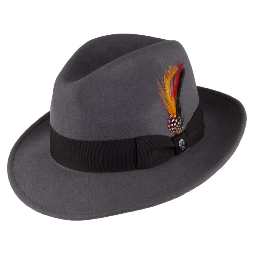 Jaxon Pinch Crown Crushable Wool Felt Fedora Hat for Men - Stylish & Durable Outdoor Sun Protection for Hiking, Travel, and Casual Wear