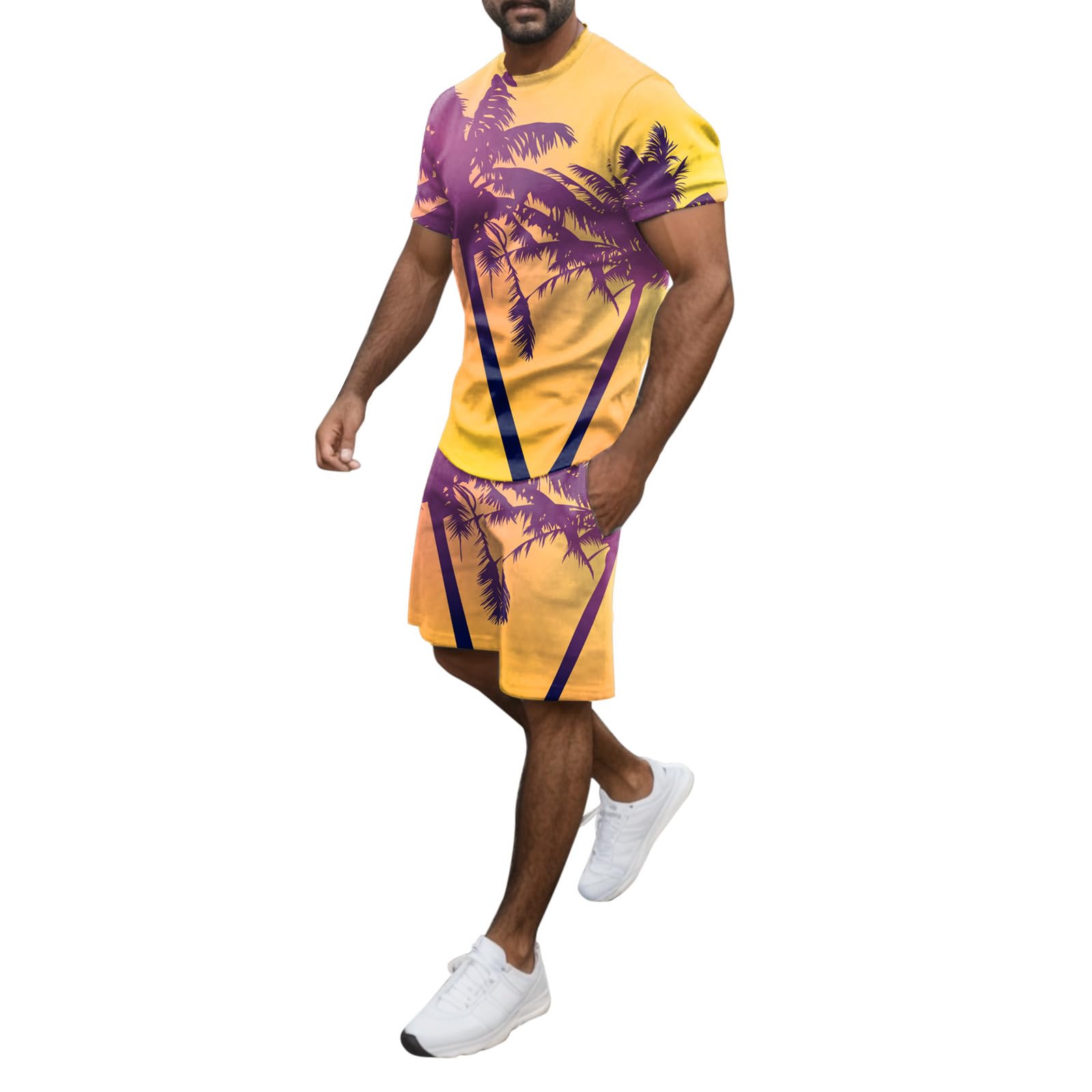 Men's 2-Piece Gym Workout Set - Breathable Running Shorts & Comfortable Crewneck T-Shirt - Football Training, Jogging, Fitness & Lounge Wear - Perfect for Sports, Exercise & Christmas Gifts