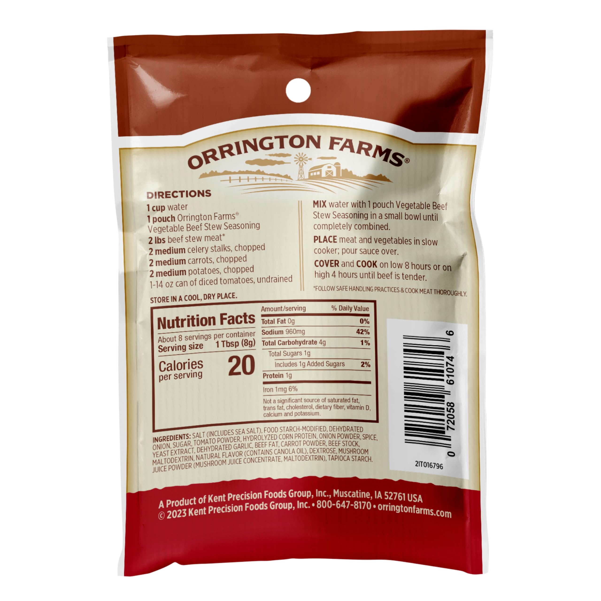 Orrington Farms Slow Cooker Seasoning Mix - Vegetable Beef Stew Flavor, 2.5 oz Packets (12 Count) | Perfect for Crockpot Meals, Homemade Soups & Easy Dinner Recipes