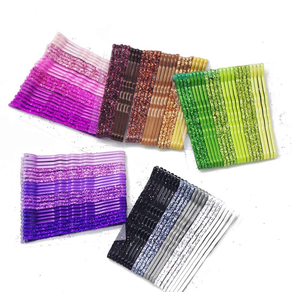 144-Piece Glitter Metal Bobby Pins Set - Gradient Color Hair Clips with Stoving Varnish for Women & Girls - Perfect for Parties, Weddings, and Everyday Hair Styling