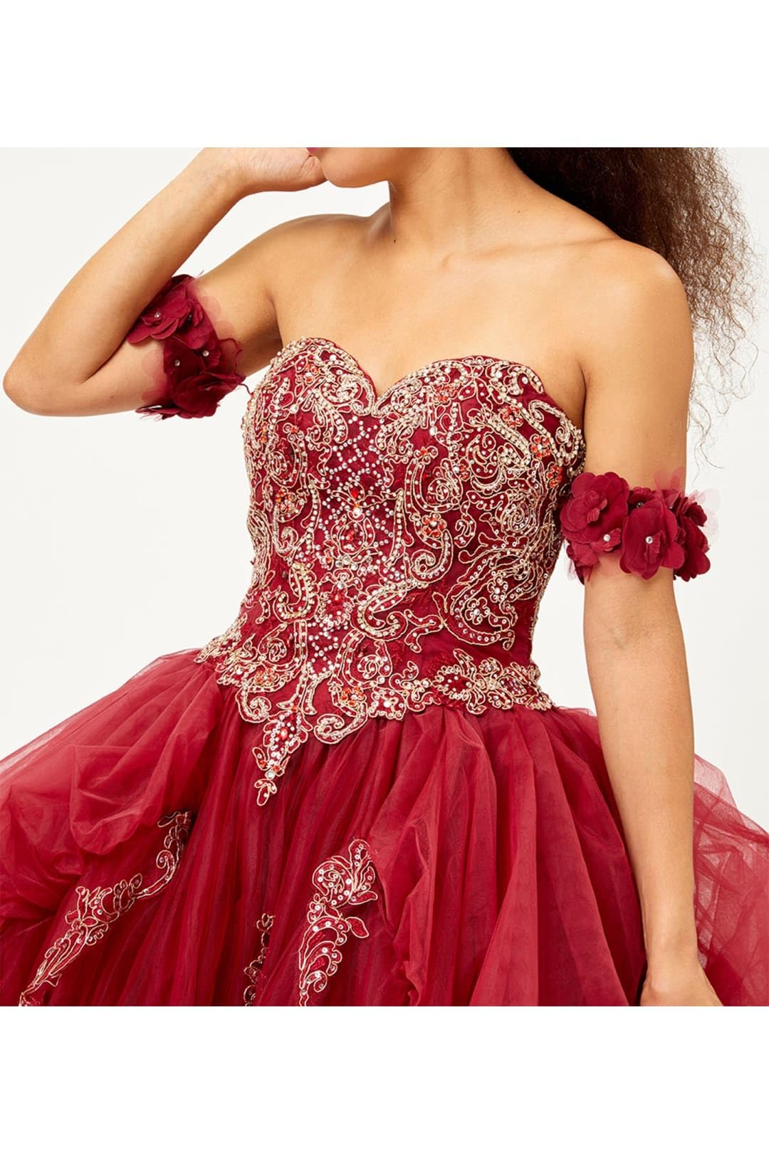 FDS120 Elegant Off-The-Shoulder Sweetheart Neckline Ball Gown Dress for Prom, Wedding, and Formal Events - Perfect for Evening Parties, Homecoming, and Special Occasions