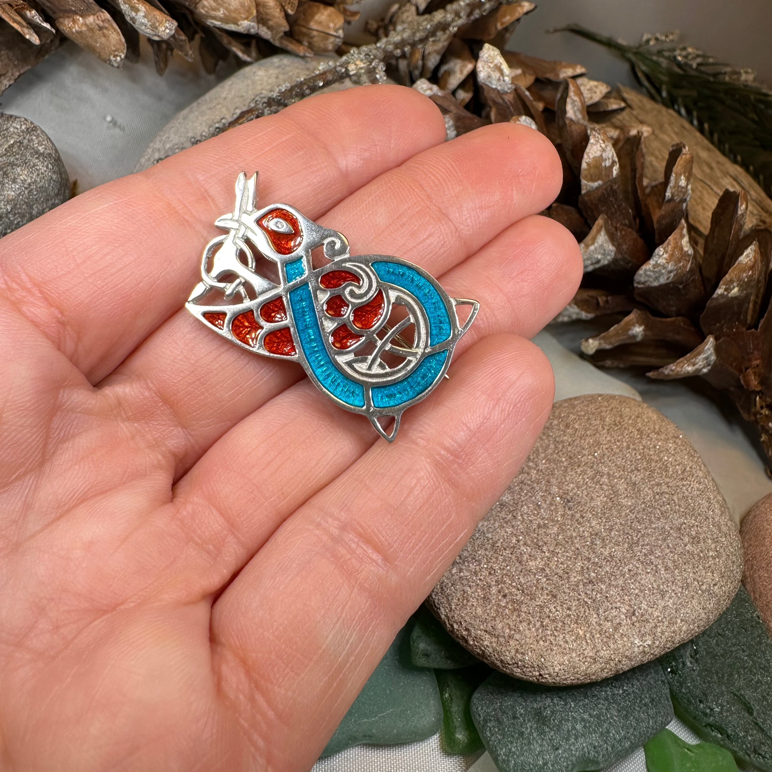 Book of Kells Celtic Bird Brooch - Handcrafted Irish Jewelry, Vintage Inspired Cloisonné Pin for Women | Perfect for Celtic Festivals, Irish Weddings & Heritage Celebrations